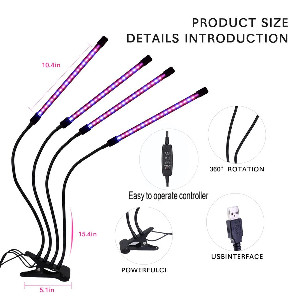 Rumahhome_LED Grow Light USB Phyto Lamp Full Spectrum With Control For Plants Seedlings Flower Indoor Plant nursery lamp