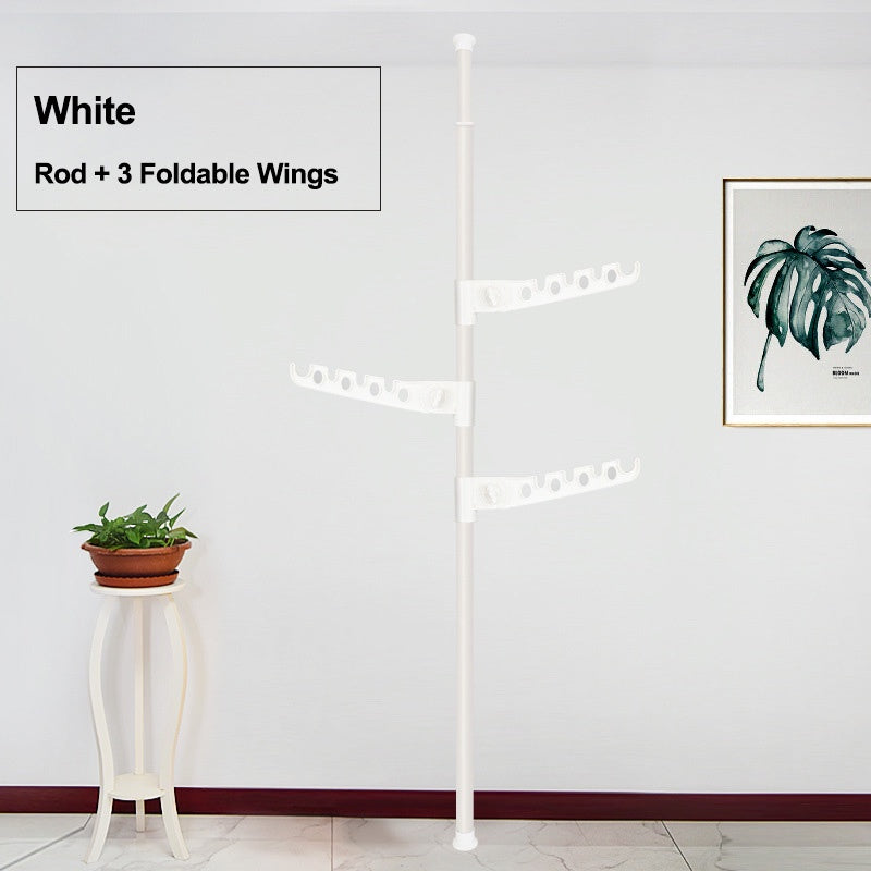 Rumahhome Adjustable Clothes Drying Rack Floor To Ceiling Tension Pole Hanger Stand Bedroom Telescopic Coat Hanger