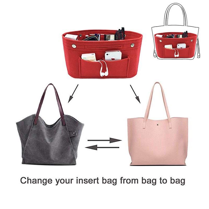 Rumahhome Felt Lined Bag Women's Toiletry Bag Multi Function Storage Bag Portable Liner Bag For Tote Bag