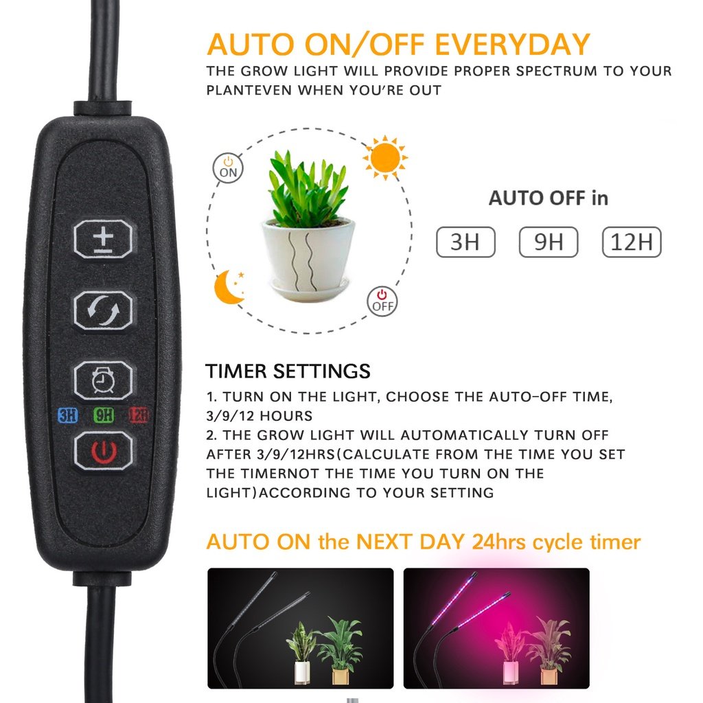 Rumahhome_LED Grow Light USB Phyto Lamp Full Spectrum With Control For Plants Seedlings Flower Indoor Plant nursery lamp