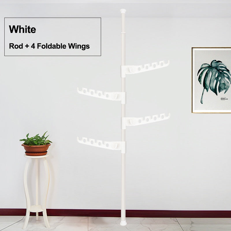 Rumahhome Adjustable Clothes Drying Rack Floor To Ceiling Tension Pole Hanger Stand Bedroom Telescopic Coat Hanger