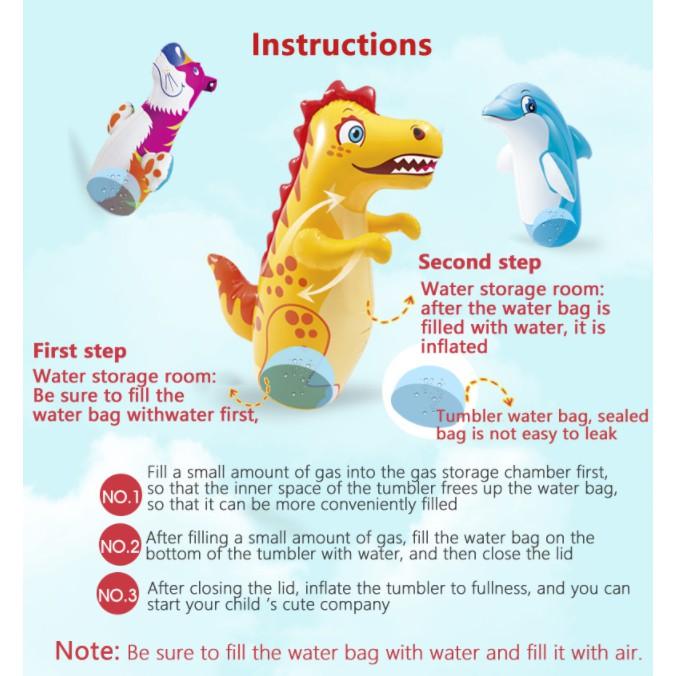SG Rumahhome Kids 3D Inflatable Tumbler Toy Children Cartoon Animal Blow Up Toys Family Interactive Games