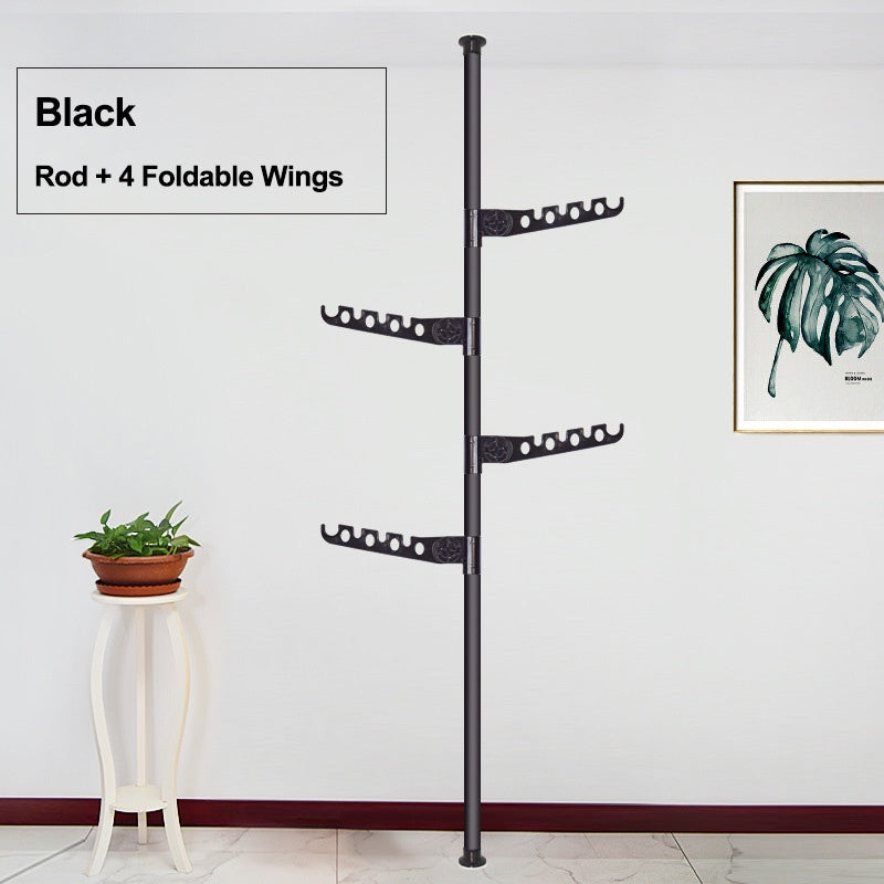 Rumahhome Adjustable Clothes Drying Rack Floor To Ceiling Tension Pole Hanger Stand Bedroom Telescopic Coat Hanger