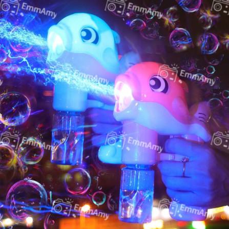 Kid's Bubble Machine Set Automatic Blowing Bubble Gun Toy with LED Light Music