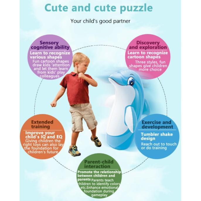 SG Rumahhome Kids 3D Inflatable Tumbler Toy Children Cartoon Animal Blow Up Toys Family Interactive Games