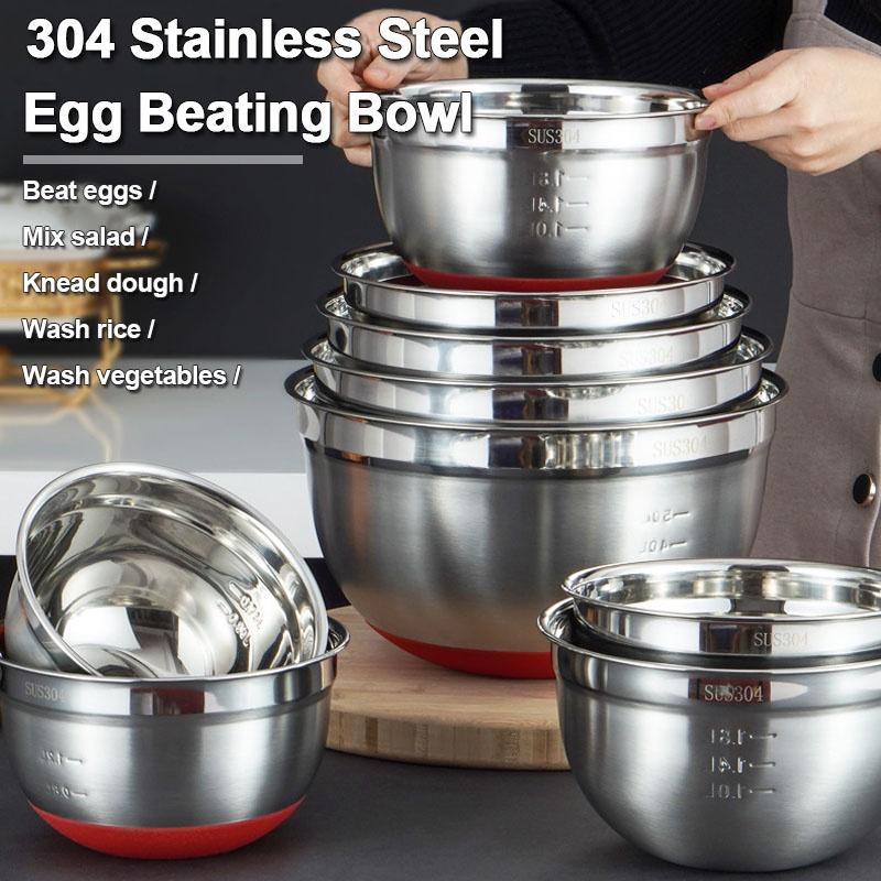 304 Stainless Steel Mixing Bowls Non Slip Nesting Whisking Bowls Mixing Bowls For Salad Cooking Baking tools
