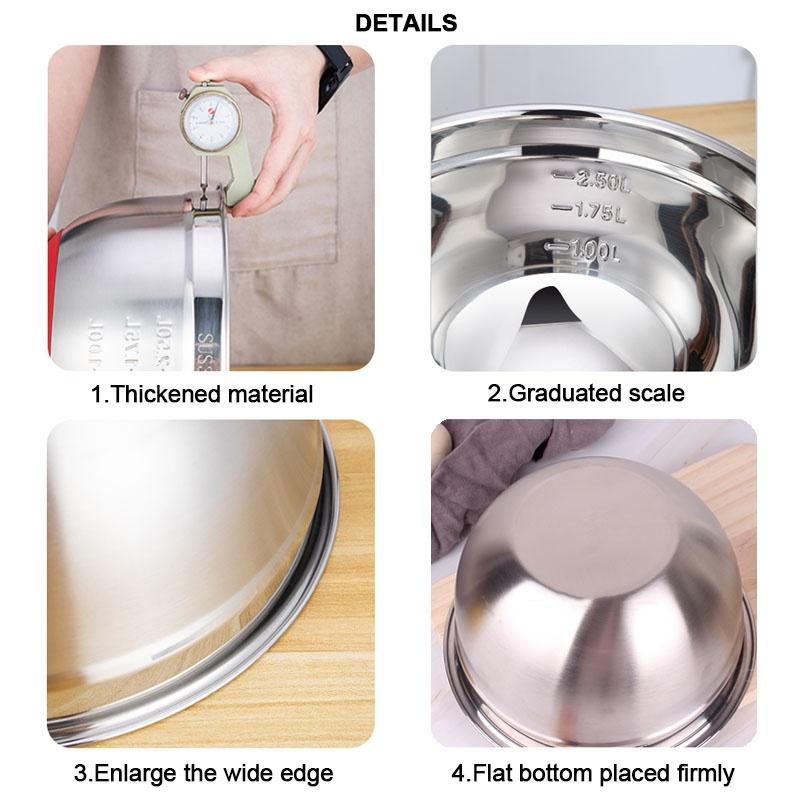 304 Stainless Steel Mixing Bowls Non Slip Nesting Whisking Bowls Mixing Bowls For Salad Cooking Baking tools