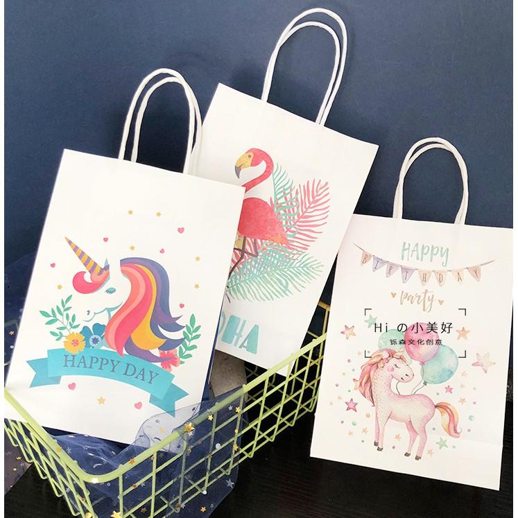 5/10pcs Cartoon Gift Tote Bags Cute Candy Birthday Party Kids Gift Wrap Various Color Design Paper Bags