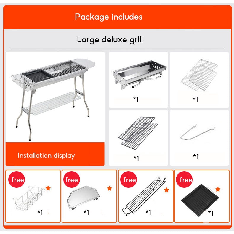 Folding Outdoor charcoal bbq grill