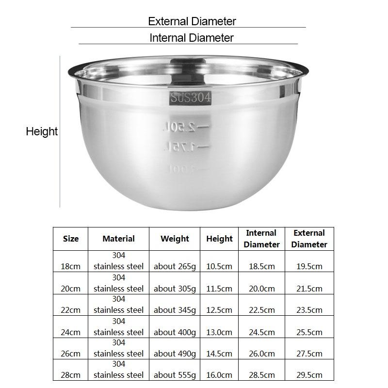 304 Stainless Steel Mixing Bowls Non Slip Nesting Whisking Bowls Mixing Bowls For Salad Cooking Baking tools