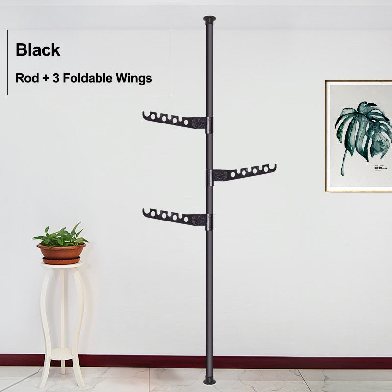 Rumahhome Adjustable Clothes Drying Rack Floor To Ceiling Tension Pole Hanger Stand Bedroom Telescopic Coat Hanger