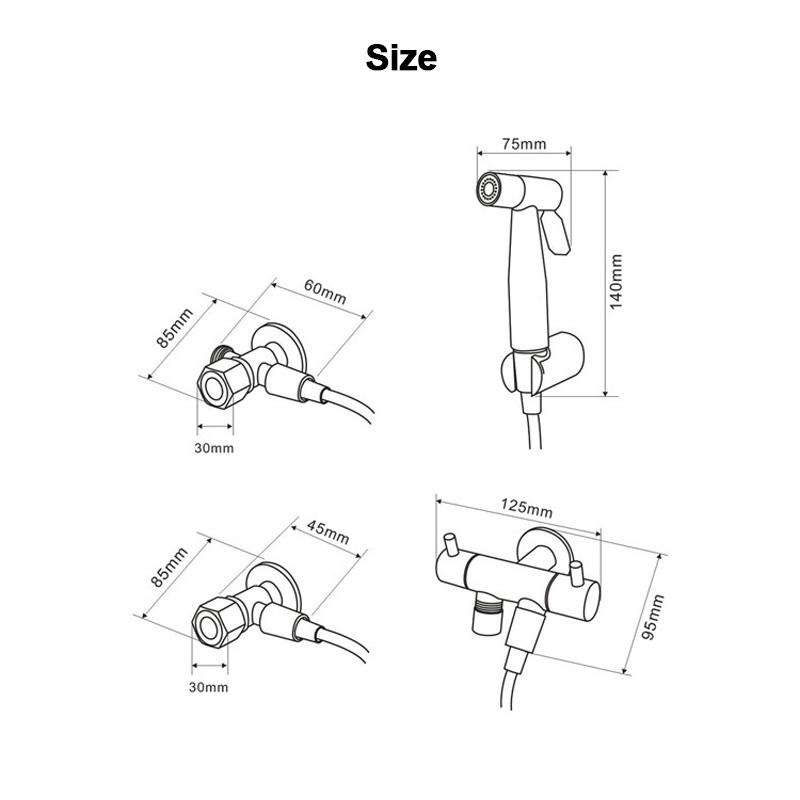 Toilet Bidet Spray Non Punching Bidet Spray Set Spray Head Quality 304Stainless Steel Toilet booster nozzle set
