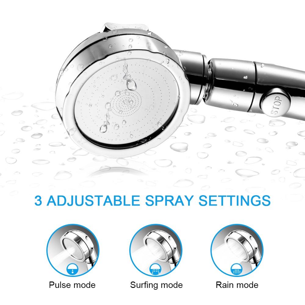(SG Stock)Rumahhome High Pressure Shower Head 360 Degrees Rotating Boosting Spray Handheld Shower Head