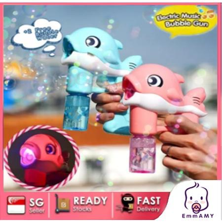 Kid's Bubble Machine Set Automatic Blowing Bubble Gun Toy with LED Light Music