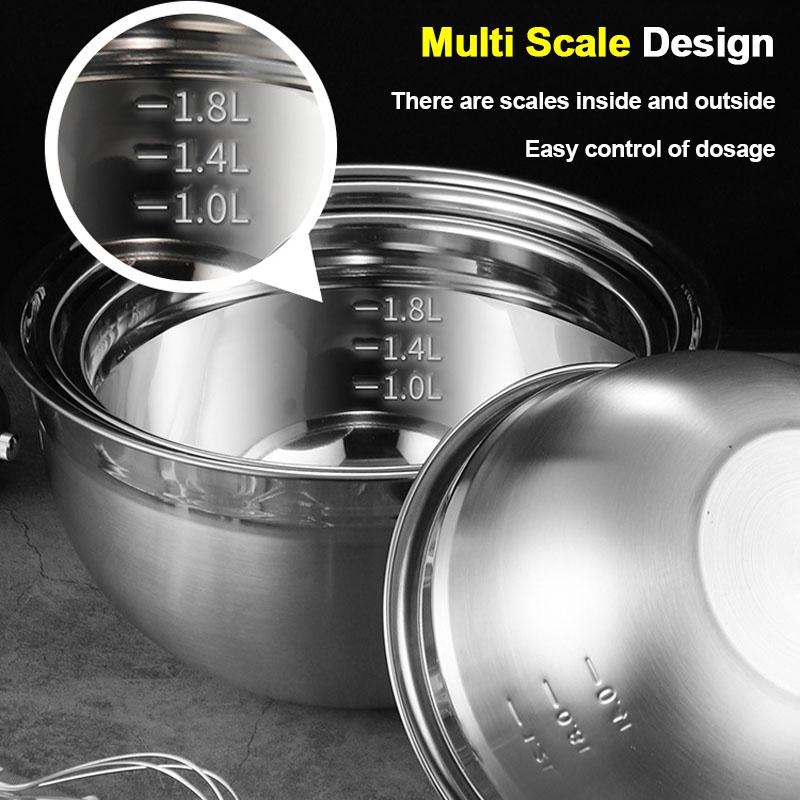 304 Stainless Steel Mixing Bowls Non Slip Nesting Whisking Bowls Mixing Bowls For Salad Cooking Baking tools