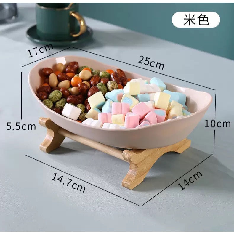 (SG Stock)Rumahhome Multi-layer storage fruit tray/plate snack tray Wooden European style storage tray