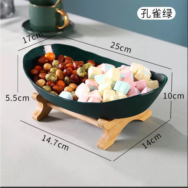 (SG Stock)Rumahhome Multi-layer storage fruit tray/plate snack tray Wooden European style storage tray