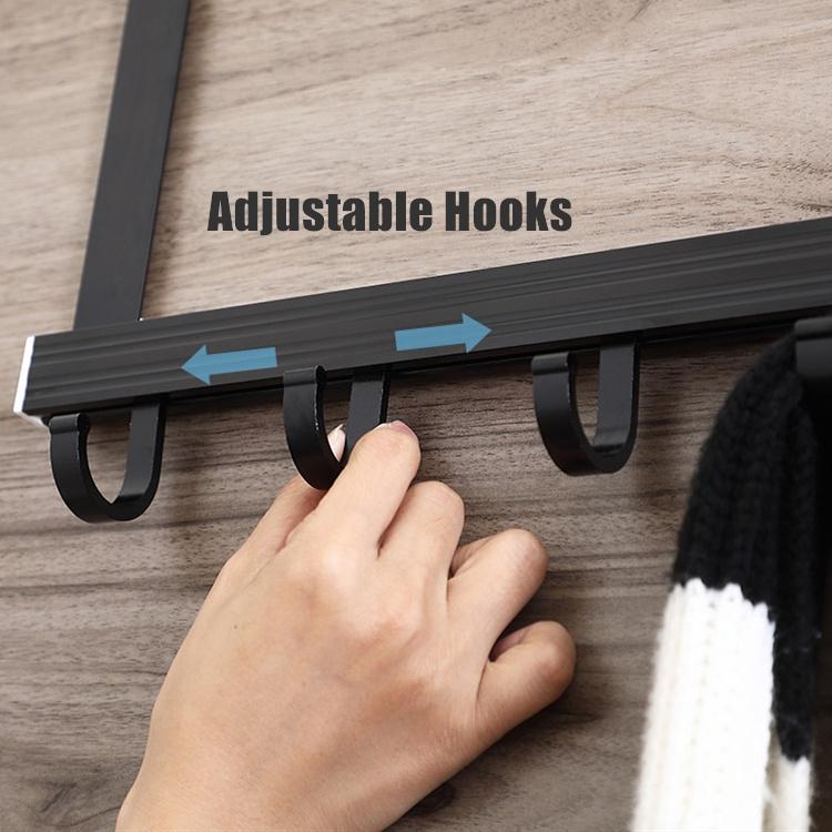 Rumahhome--Back Door Hanger with Adjustable hooks /No Drill Hanger Behind Door Hanging Belt Scarf Bag