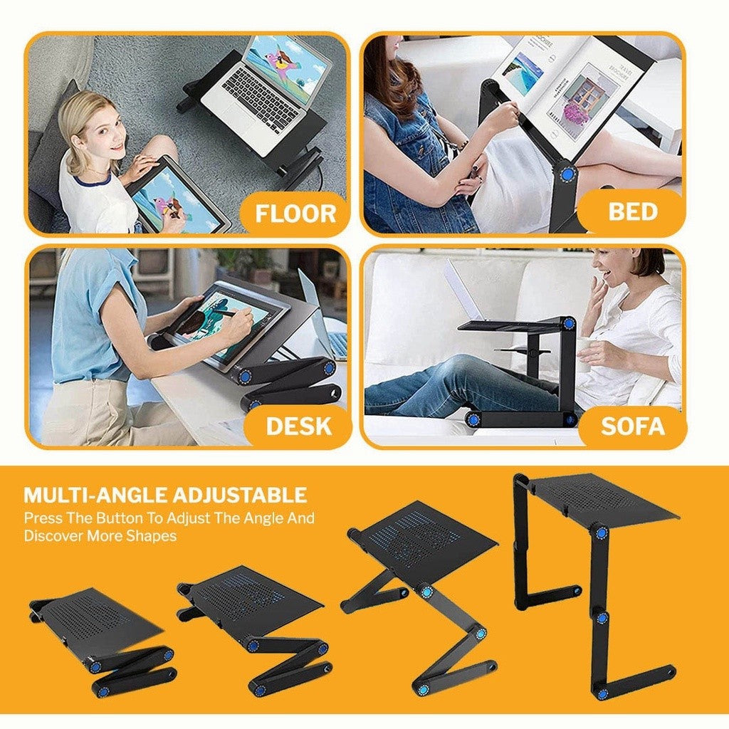 Foldable Adjustable Laptop Stand with Vented Aluminum, Portable for Desk & Bed, Tablet Stand