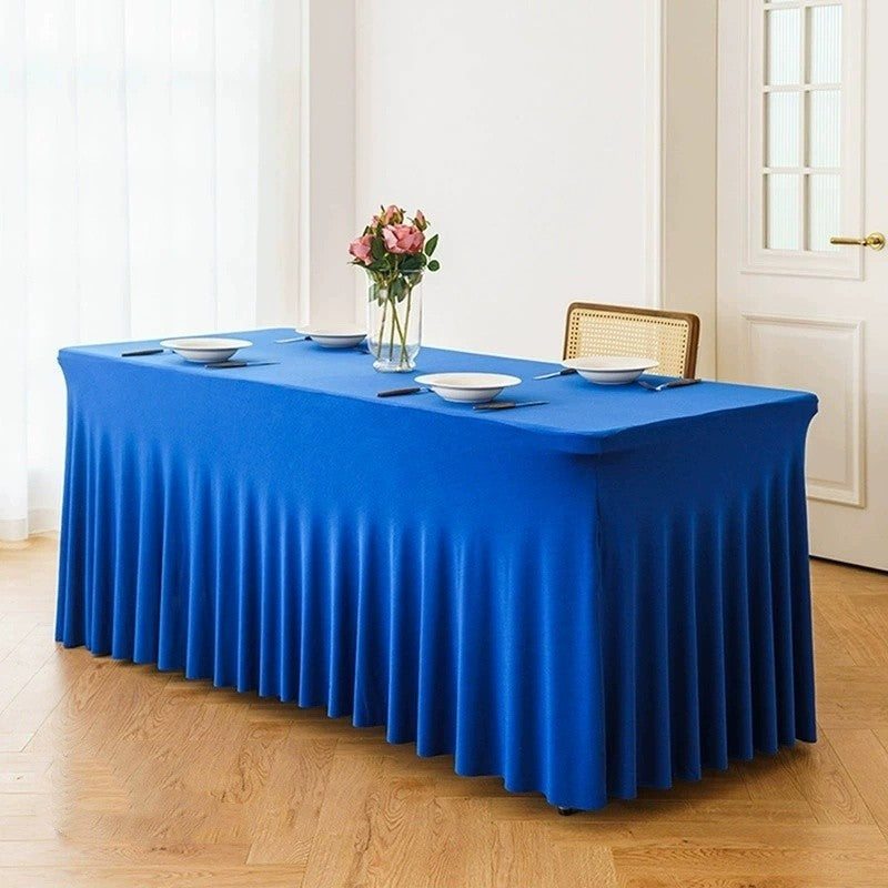 4/6/8ft Tablecloth Rectangular & Skirt Ruffle Style Conference Hotel Wedding Party Decoration Table Cloth Cover