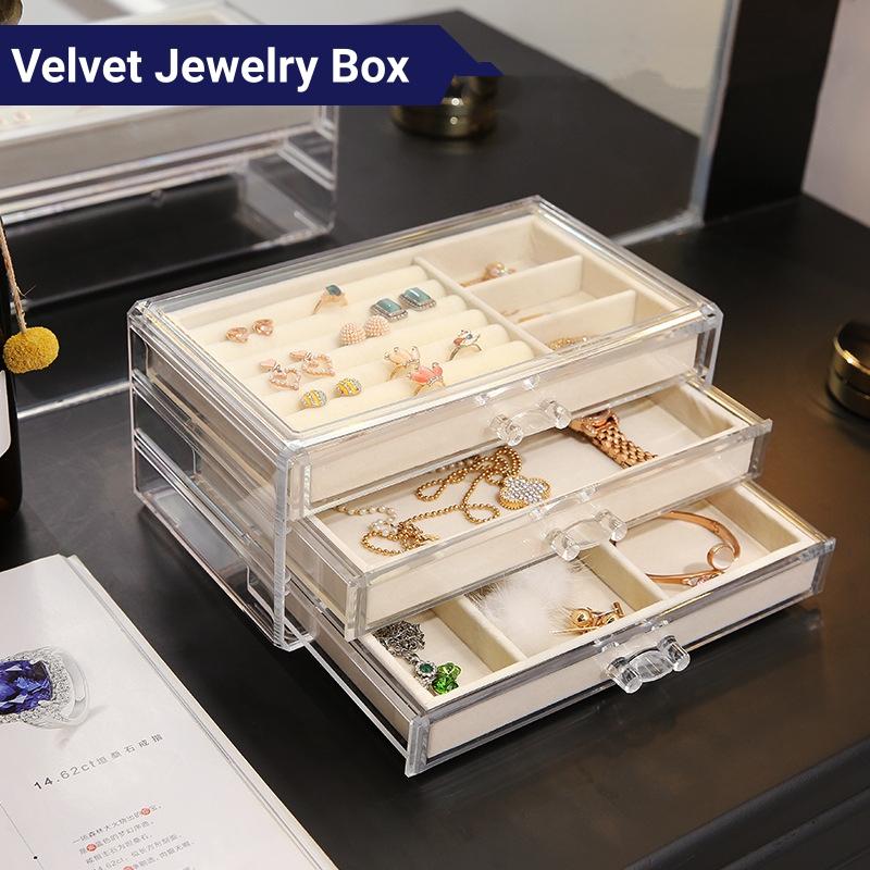 Rumahhome Jewellery Box Jewellery Organiser Jewellery Storage Box Accessories Organiser Velvet
