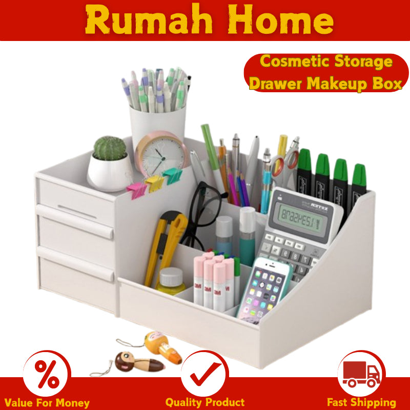 Luxury Drawer Makeup Organiser Box - Cosmetic Brush, Jewelry Storage for Desk, Dressing Table & Student Dorm | Fashion