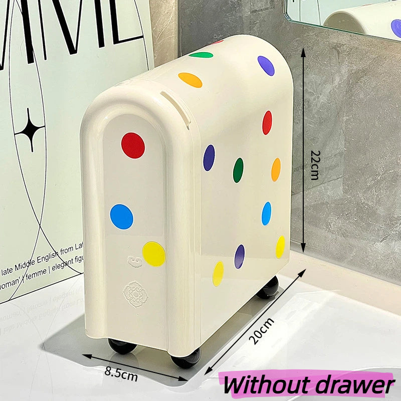 Dustproof Cosmetic Storage Organiser with Drawers - Skincare & Makeup Vanity Table Organizer, Transparent Desktop Box