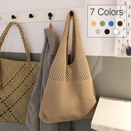 Korea Retro Hollow Knitted Bag Hollow Mesh Woven Bags Cotton Rope Knitting Women Shoulder Bags Female Woven Bag
