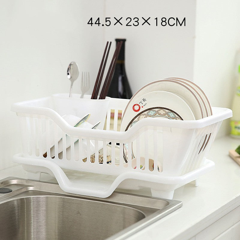 [SG Ready Stock]RumahhomeDish Rack with Front/Side Drainer Dish Drainer Drying Rack Kitchen Rack Tableware Dish Storage