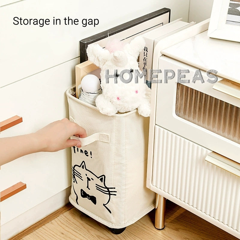 Rumah Home Foldable Oxford Cloth Storage Basket With Universal Wheels