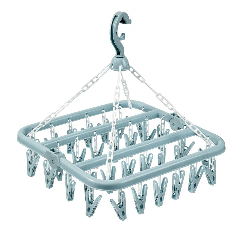 Rumahhome 32 Peg Foldable Clip Hangers Underwear Hanger with Clips Plastic Laundry Clip /Hanger for Socks Lingerie
