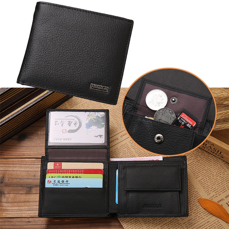 [ready stock]JINBAOLAI Genuine Leather Wallet Fashion Short Bifold Men Casual Soild Male Wallets With Coin Pocket Purses