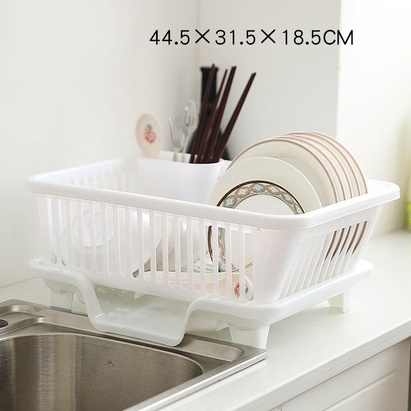 [SG Ready Stock]RumahhomeDish Rack with Front/Side Drainer Dish Drainer Drying Rack Kitchen Rack Tableware Dish Storage