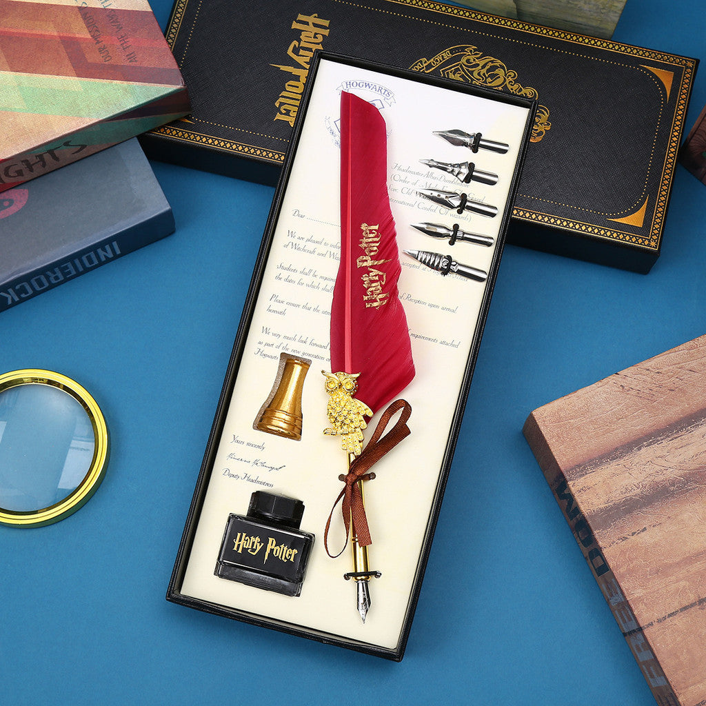 Harry Potter Magic Academy Feather Dip Pen Set with Gift Box Fountain Gift Set Birthday Gift Box