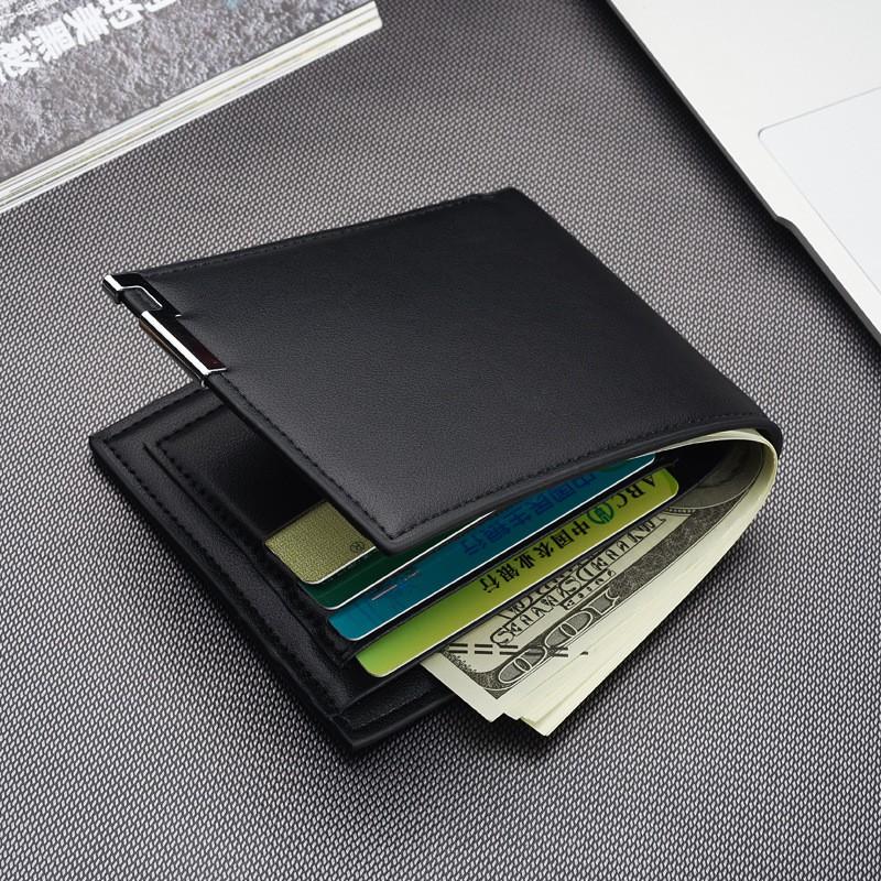 [ready stock]JINBAOLAI Genuine Leather Wallet Fashion Short Bifold Men Casual Soild Male Wallets With Coin Pocket Purses