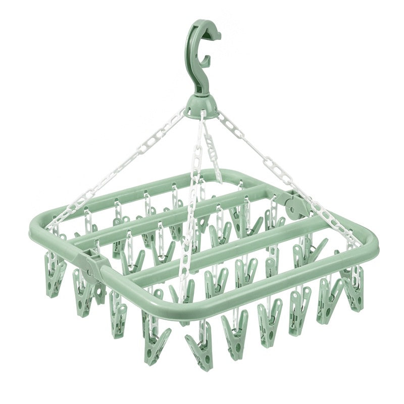 Rumahhome 32 Peg Foldable Clip Hangers Underwear Hanger with Clips Plastic Laundry Clip /Hanger for Socks Lingerie
