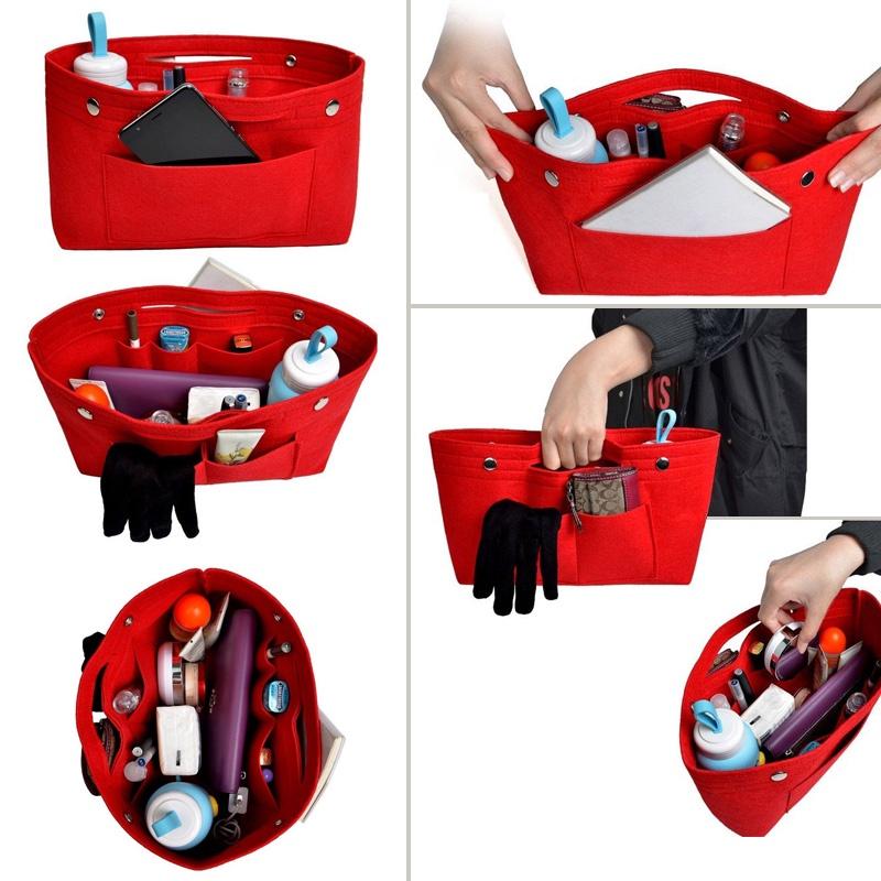 Rumahhome Felt Lined Bag Women's Toiletry Bag Multi Function Storage Bag Portable Liner Bag For Tote Bag