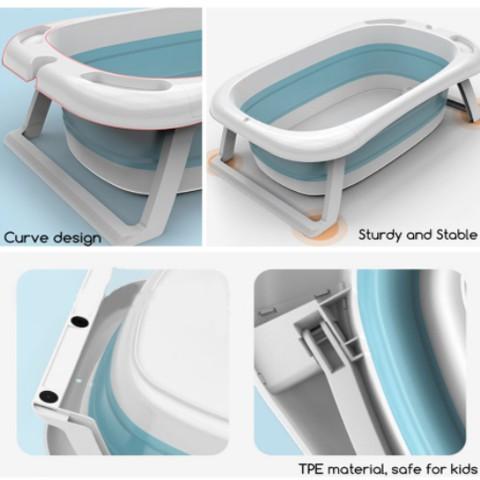 Rumahhome_Baby Bathing Bathtub Foldable Shower Basin Newborn Baby Bathtub with Temp Sensor/Infant/Children