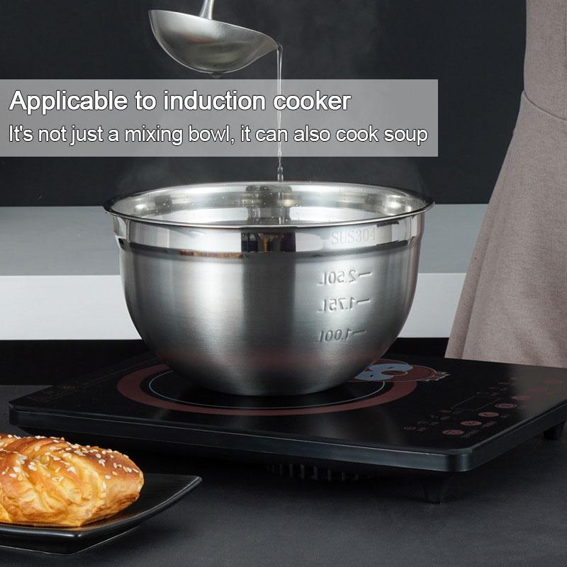 304 Stainless Steel Mixing Bowls Non Slip Nesting Whisking Bowls Mixing Bowls For Salad Cooking Baking tools