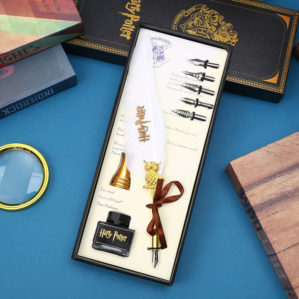 Harry Potter Magic Academy Feather Dip Pen Set with Gift Box Fountain Gift Set Birthday Gift Box