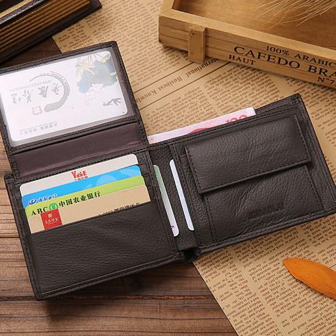 [ready stock]JINBAOLAI Genuine Leather Wallet Fashion Short Bifold Men Casual Soild Male Wallets With Coin Pocket Purses
