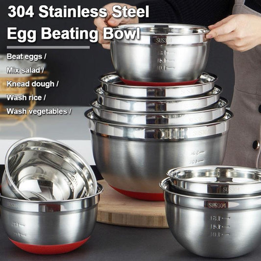 304 Stainless Steel Mixing Bowls Non Slip Nesting Whisking Bowls Mixing Bowls For Salad Cooking Baking tools
