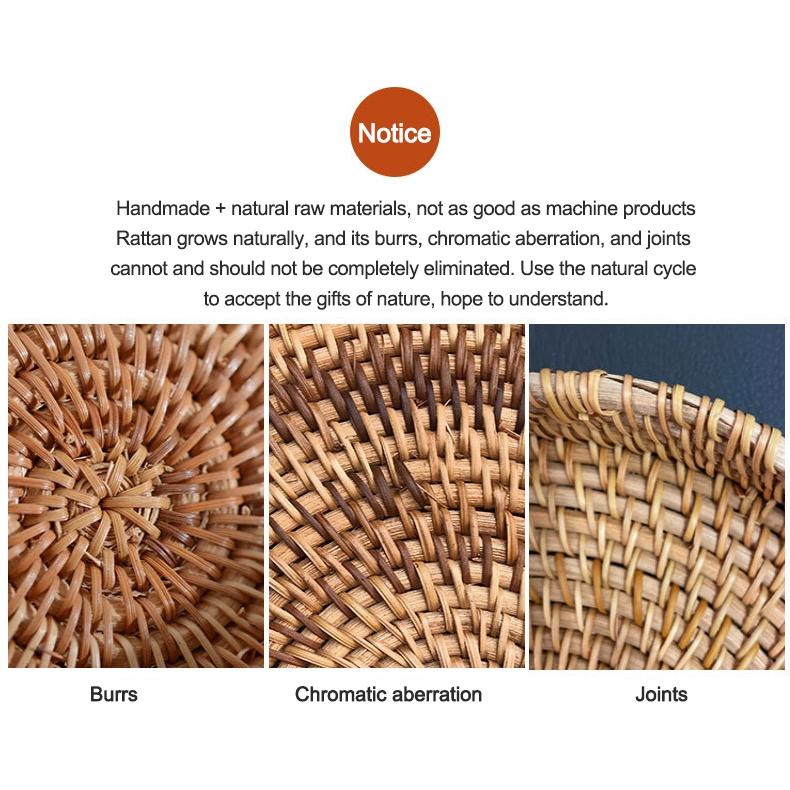 Rumahhome Hand-Woven Rattan Basket Fruit Container Makeup Storage Bread Box Kitchen Bathroom Storage Baskets