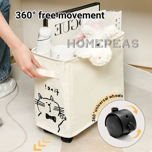 Rumah Home Foldable Oxford Cloth Storage Basket With Universal Wheels
