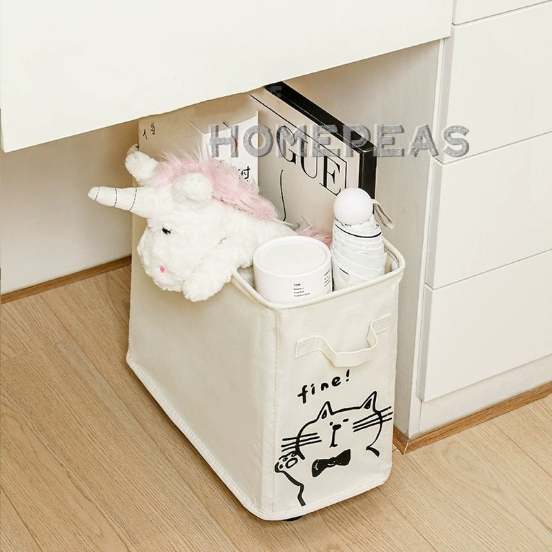 Rumah Home Foldable Oxford Cloth Storage Basket With Universal Wheels