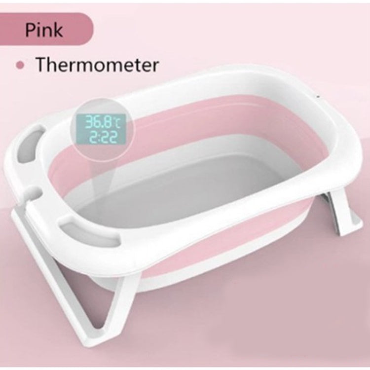Rumahhome_Baby Bathing Bathtub Foldable Shower Basin Newborn Baby Bathtub with Temp Sensor/Infant/Children