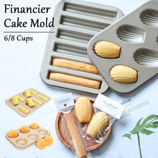 Rumahhome 6/8 Cups Financier Cake Mold Biscuit Mould Non-stick Metal Bakeware Carbon Steel Baking Mould Chocolate Mould
