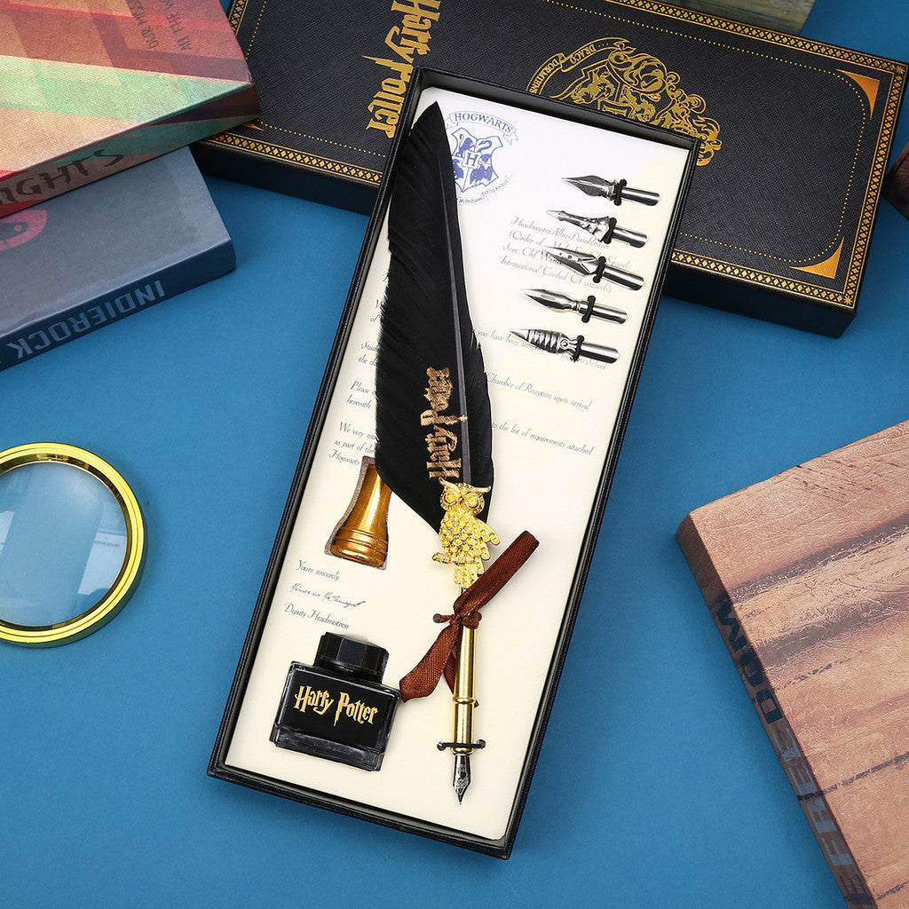 Harry Potter Magic Academy Feather Dip Pen Set with Gift Box Fountain Gift Set Birthday Gift Box