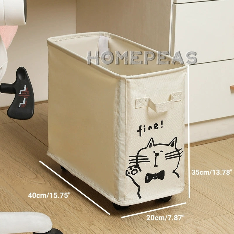 Rumah Home Foldable Oxford Cloth Storage Basket With Universal Wheels
