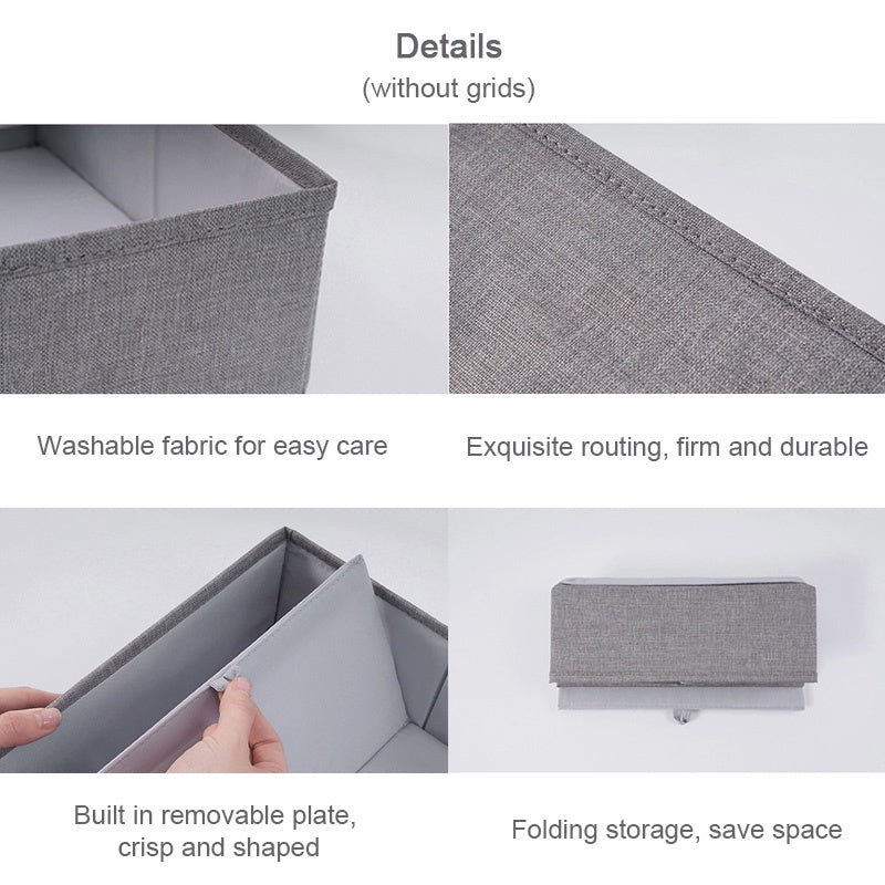 Minimalist Foldable Linen Drawer Organiser - Wardrobe Storage Box for Clothes, Undergarments | Multi-Drawer Dividers